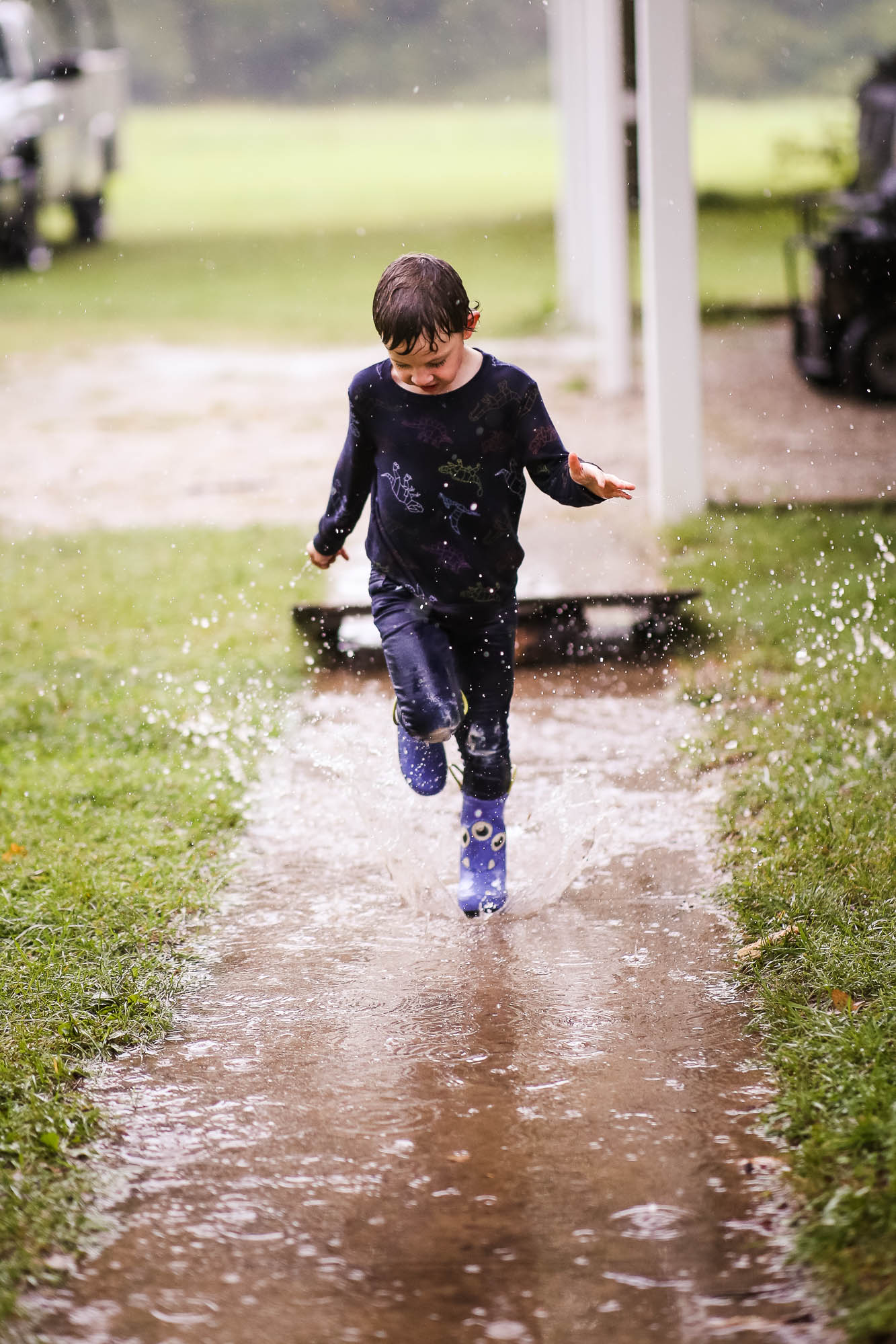 Playing in the rain to reach our 1000 hours outside goal